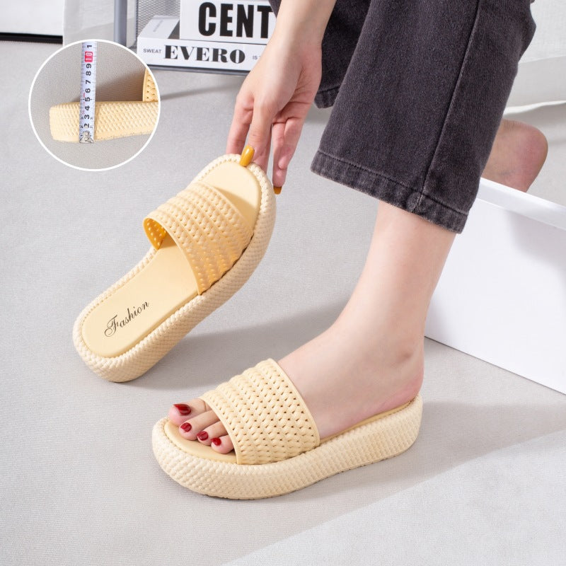 Women's platform espadrille sandals in yellow woven design, showcasing lightweight and stylish summer footwear.