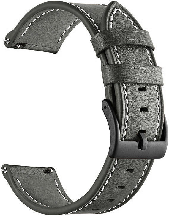 Premium Leather Watch Strap for GT3 Pro & GTR3 | 20mm & 22mm | Minimalist Design with white stitching on a white background
