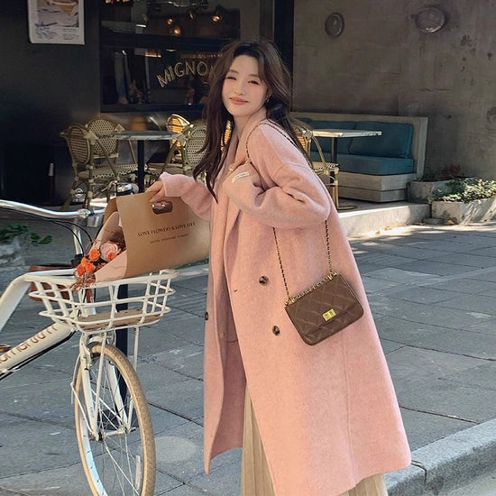 Womens Stylish Mid-length Slimming Wool Coat Womens Stylish Mid-length Slimming Wool Coat front view
