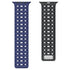 Breathable Magnetic-Attachment Perforated Watch Strap, one blue and one black, on a white background