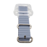 silicone replacement wristband for Watch 4 with silver hardware on a white background