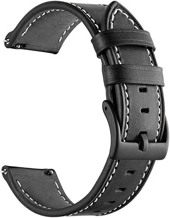 Premium Leather Watch Strap for GT3 Pro & GTR3 | 20mm & 22mm | Minimalist Design with white stitching on a white background