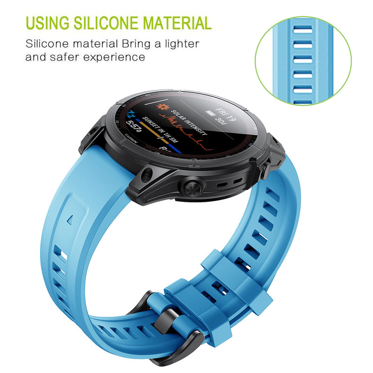  Blue Silicone Quick-release Watch Strap on a white background, highlighting the material&