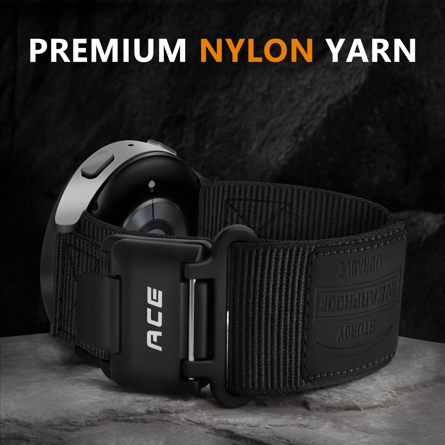 Nylon Canvas Sports Velcro Magnetic Loop Watch Strap with premium nylon yarn on a dark background