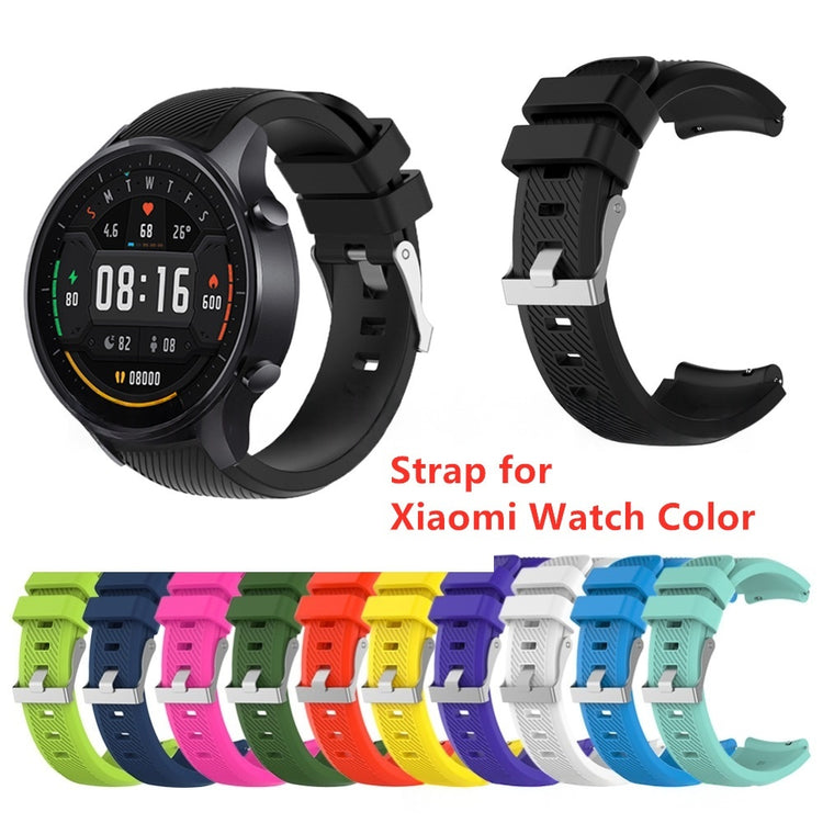 Twill Solid Color Silicone Replacement Watch Strap with interchangeable colorful straps on a white background