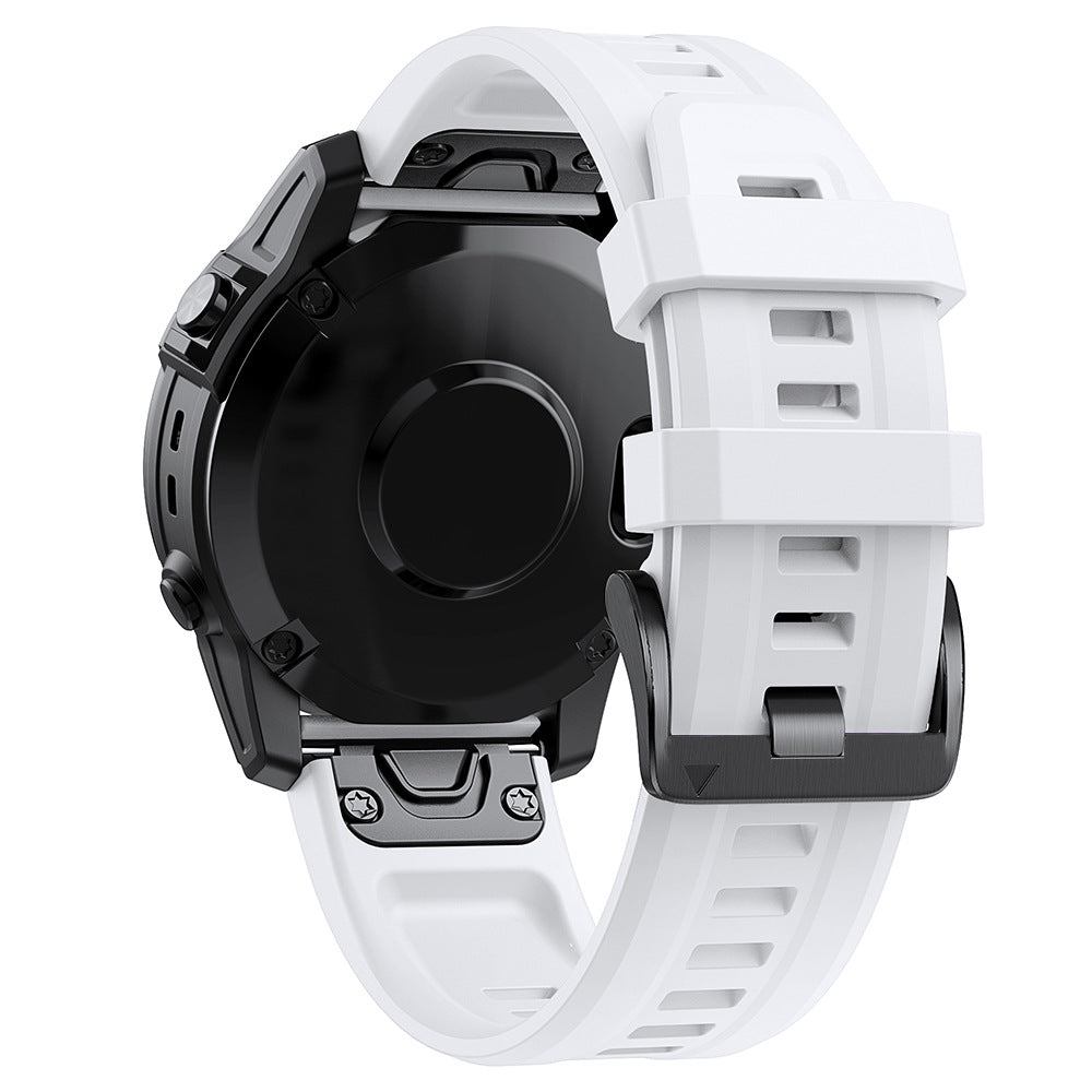 Close-up of a white and black Silicone Quick-release Watch Strap on a white background