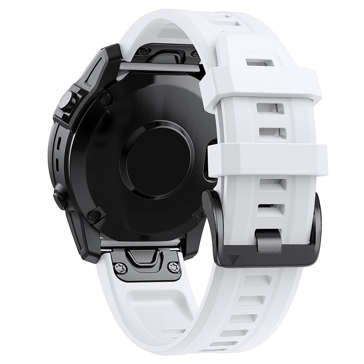 Close-up of a white and black Silicone Quick-release Watch Strap on a white background