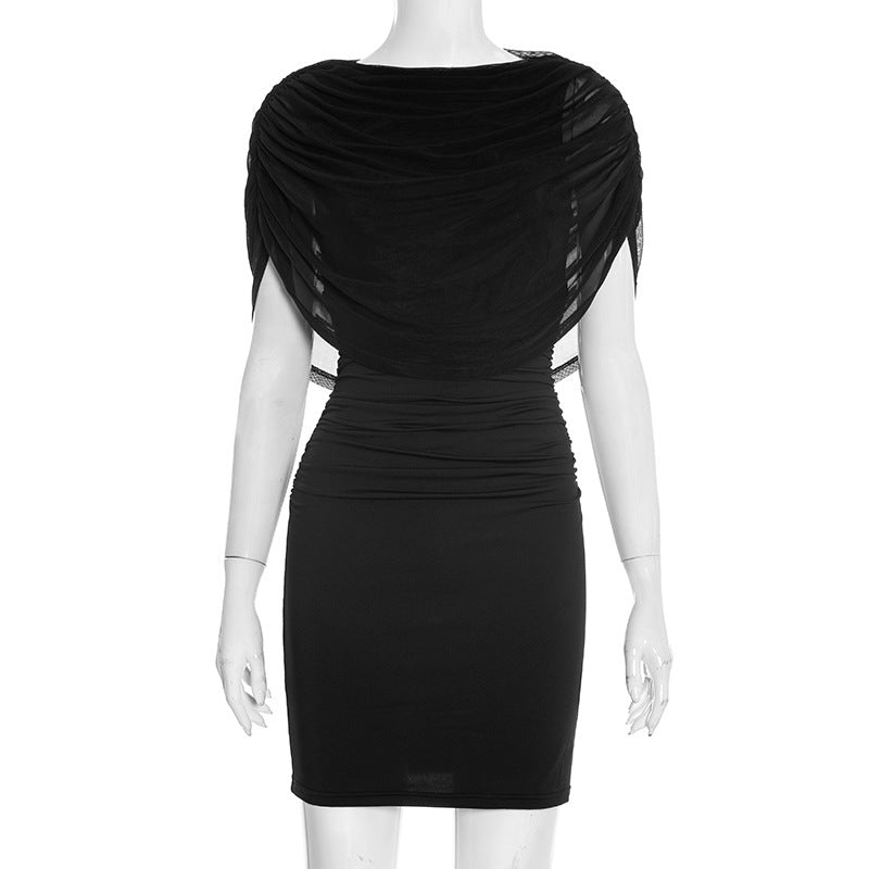 Womens Sleeveless Bodycon Dress With Mesh Paneling