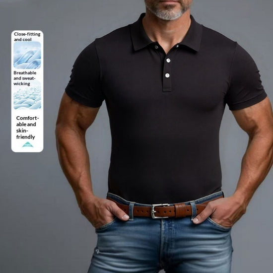 3D Turn-Down Collar Solid Color Men&