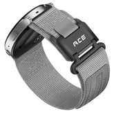Nylon Canvas Sports Velcro Magnetic Loop Watch Strap with black buckle on a white background