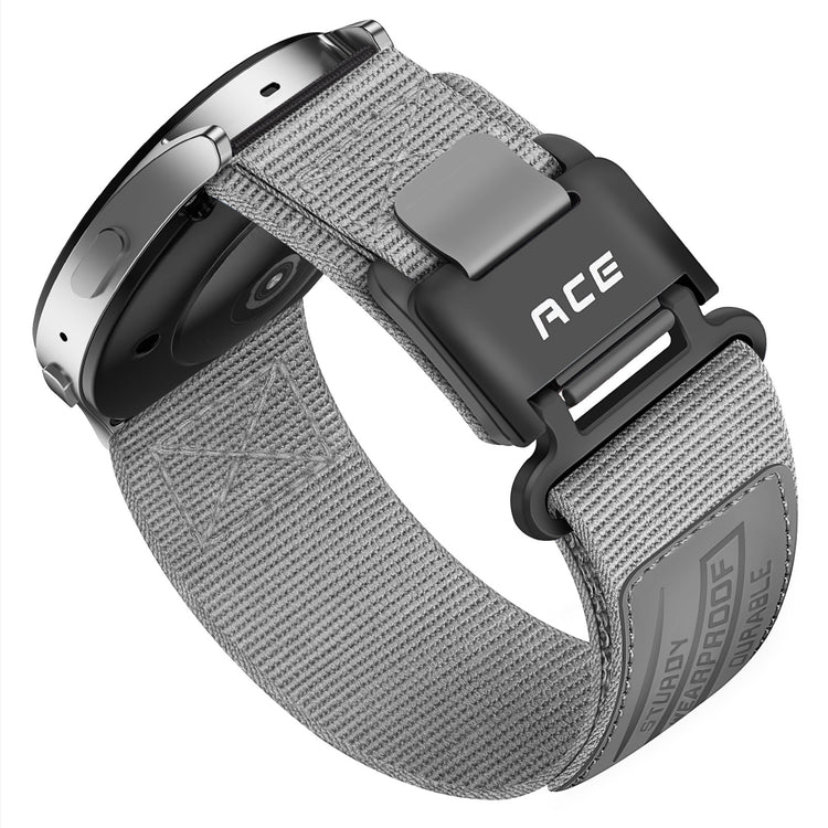 Nylon Canvas Sports Velcro Magnetic Loop Watch Strap with black buckle on a white background