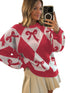 Womens Trendy Pullover Sweater With A Bow-knot Print And Long Knitted 