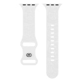 Relief 8-Character Buckle Skull Carving Silicone Watch StrapWhite textured watch band on a white background