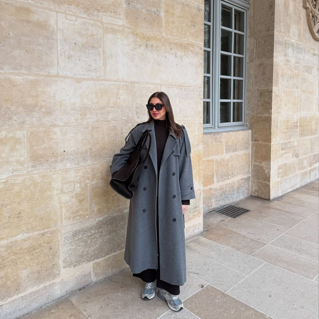 Elegant Wool Long Coat New Casual-style Outerwear