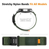 Nylon Canvas Sports Velcro Magnetic Loop Watch Strap with measurement details on a white background