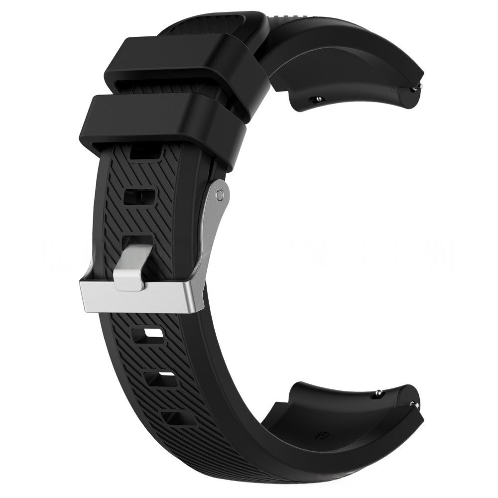 Twill Solid Color Silicone Replacement Watch Strap with silver buckle on a white background