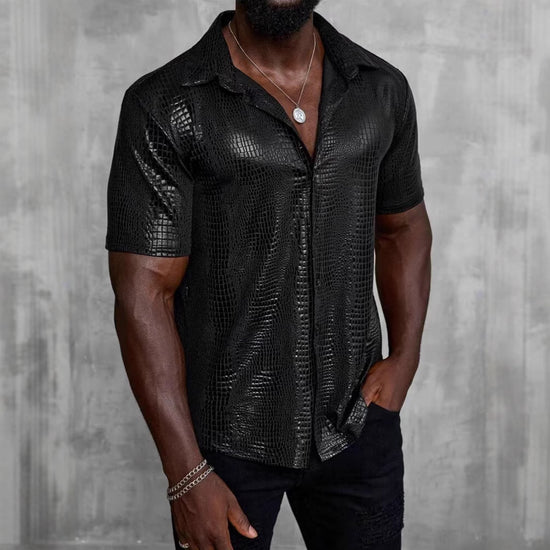 New Mens Casual Retro Shirt With A Lapel Neckline