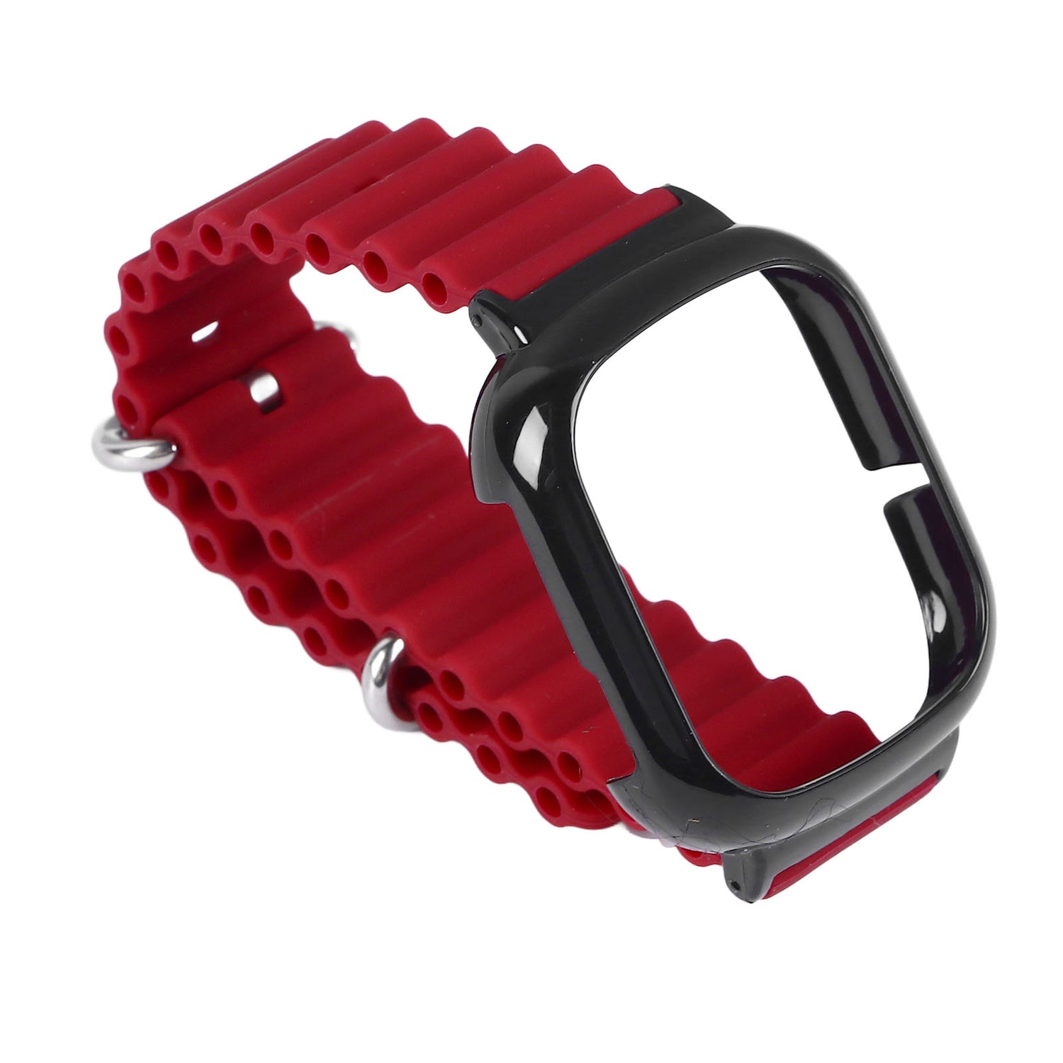  Watch Silicone Strap With Built In PC Case with black metal clasp on a white background