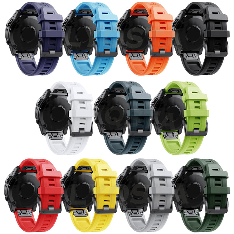 Collection of Silicone Quick-release Watch Strap with various colored bands on a white background