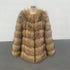 Faux raccoon fur overcoat women in seedling yellow color with long sleeves and pockets, featuring a plush patchwork design.