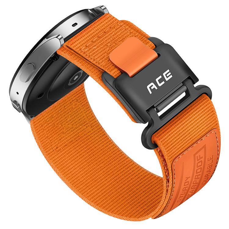 Nylon Canvas Sports Velcro Magnetic Loop Watch Strap with black clasp on a white background