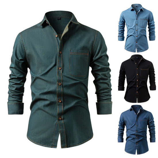 Pure Cotton Wrinkle-Resistant Solid Color Long-Sleeve Mens Casual Jacket