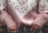 Womens Digitalprint Vneck Loose Sweater With A SoftCozy 