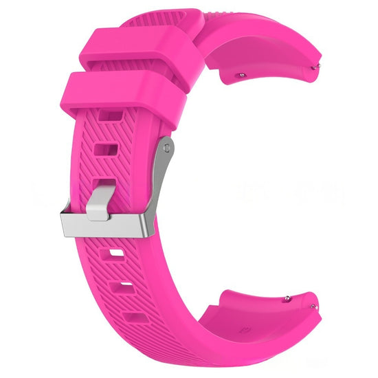 Twill Solid Color Silicone Replacement Watch Strap with a silver buckle on a white background