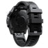 Black Silicone Quick-release Watch Strap with a detailed case and band on a white background