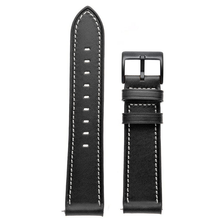Premium Leather Watch Strap for GT3 Pro & GTR3 | 20mm & 22mm | Minimalist Designwith white stitching on a white background