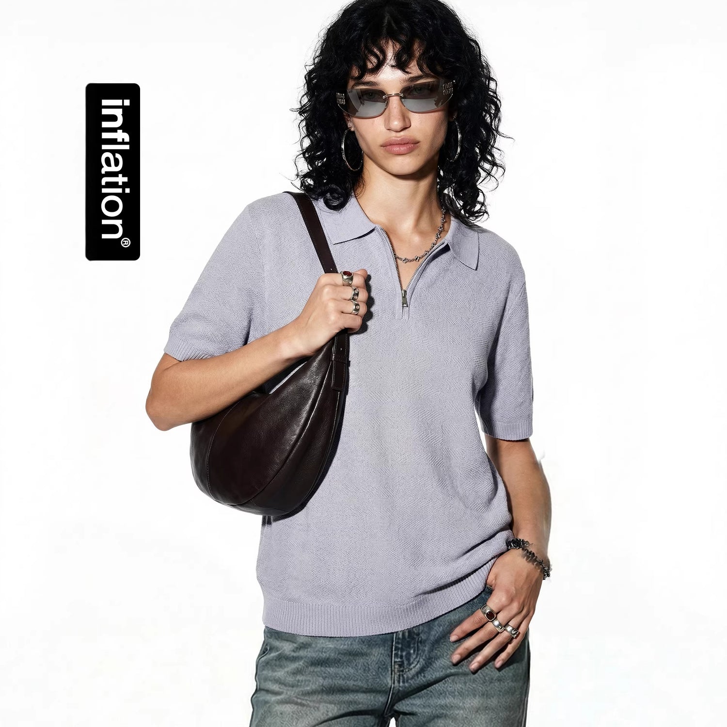 Mens Wear Textured Knitted Short-Sleeve Polo Shirt